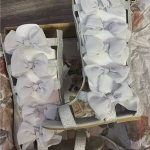 Joyfolie Silver and White Kids Sandals